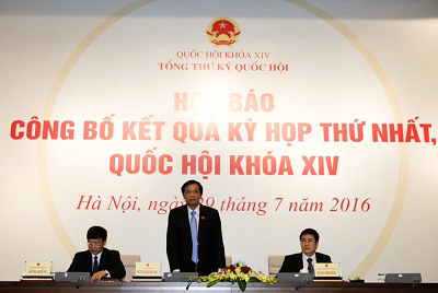 Ông Nguyễn Hạnh Phúc, Chủ nhiệm Văn phòng Quốc hội chủ trì họp báo.